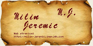 Milin Jeremić vizit kartica